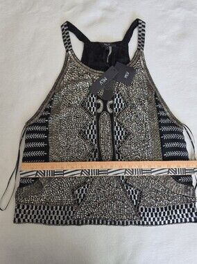 MLV Black and Silver Beaded Racerback Camisole